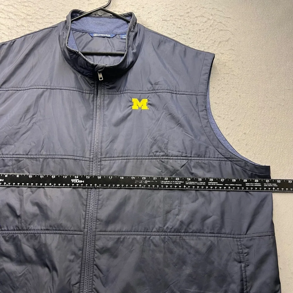 Cutter & Buck Michigan Wolverines Vest Mens 4XB Navy Blue Full Zip Hybrid 2543
